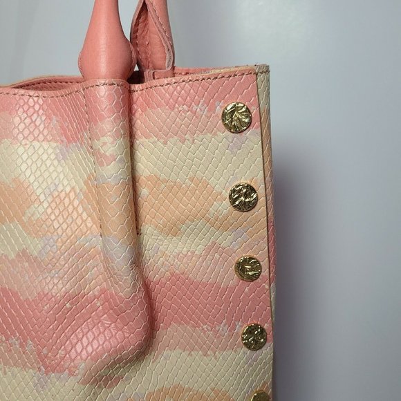 Hammitt Oliver Medium Tote Pink Himalayan Snake Hobo Leather Bag 10W"x13H" new - Picture 3 of 12